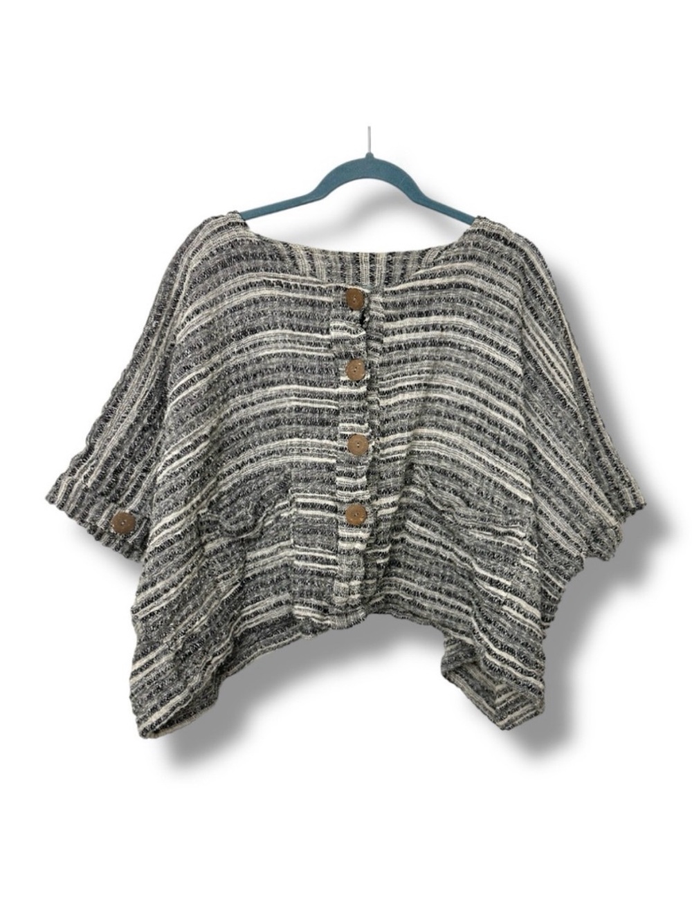 Yasuko Kurisaka Black & Tan Woven Button Front Oversized Tunic Top Women’s O/S
